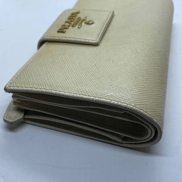 Authentic Prada Beige Saffiano Leather Wallet w/ Original Authenticity Card & Bo - Picture 12 of 16